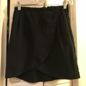 Black asymmetrical wrap skirt